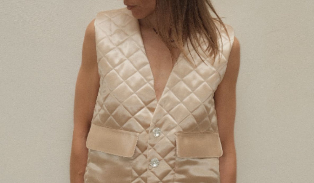 Agnes gilet couleur champagne - POMPOM PARIS