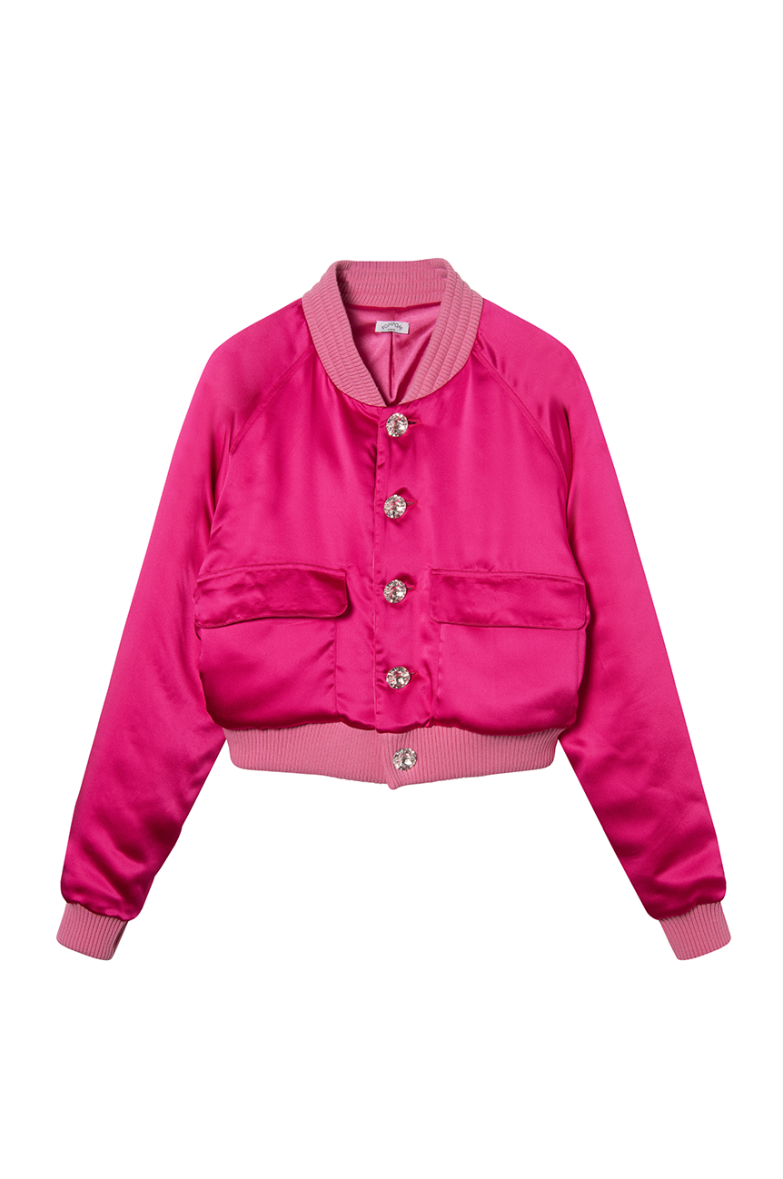 Bombers "TAGADA" en satin rose - POMPOM PARIS