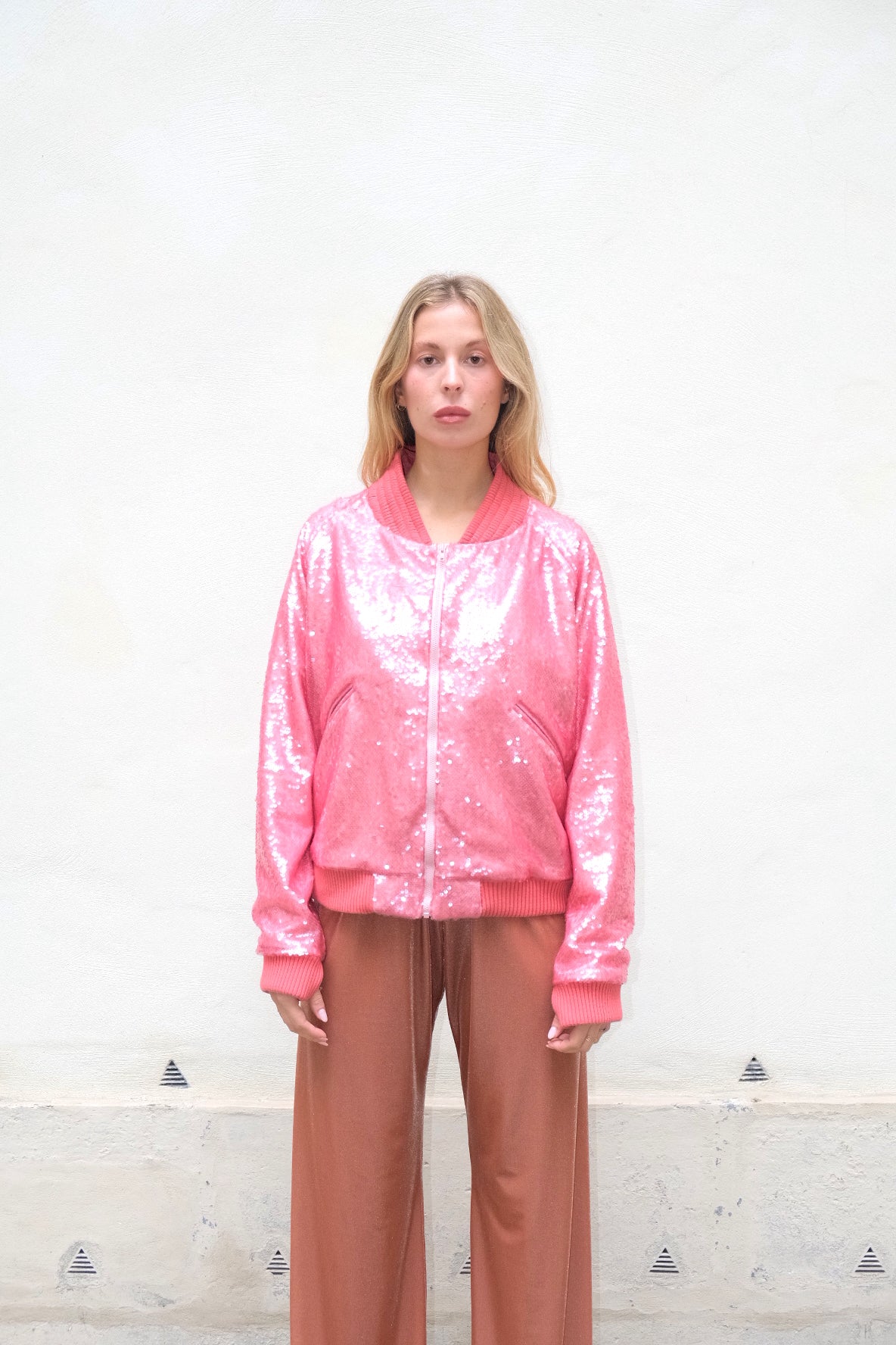 Bomber en Sequin Corail