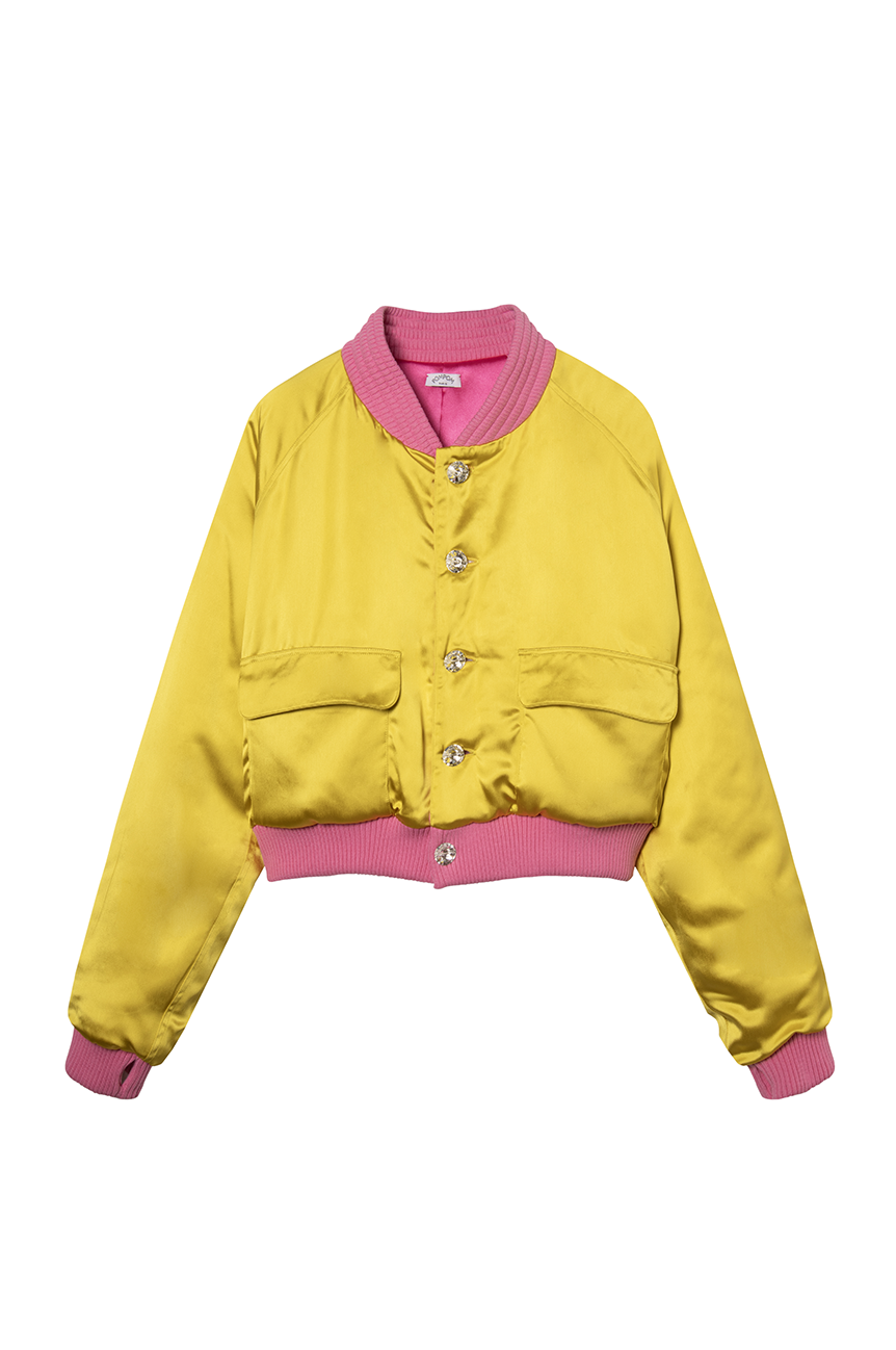 Bombers "Bimbo" en satin jaune - POMPOM PARIS