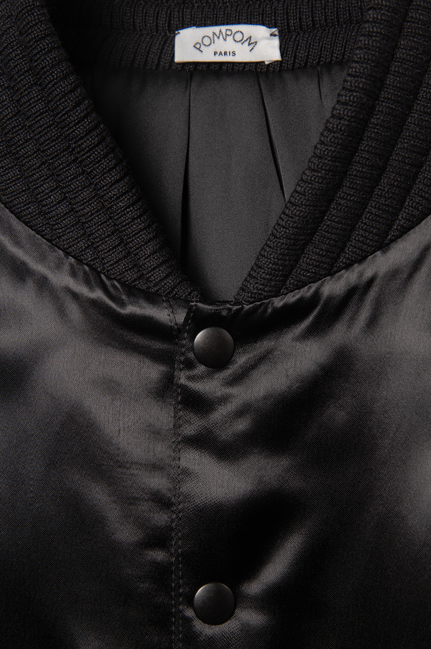 Bombers "Café de Flore" en satin noir - POMPOM PARIS