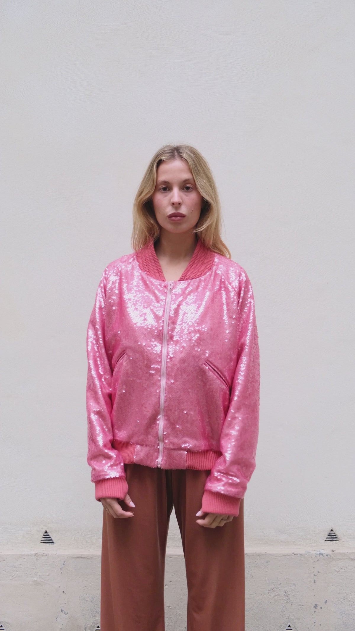 Bomber en Sequin Corail