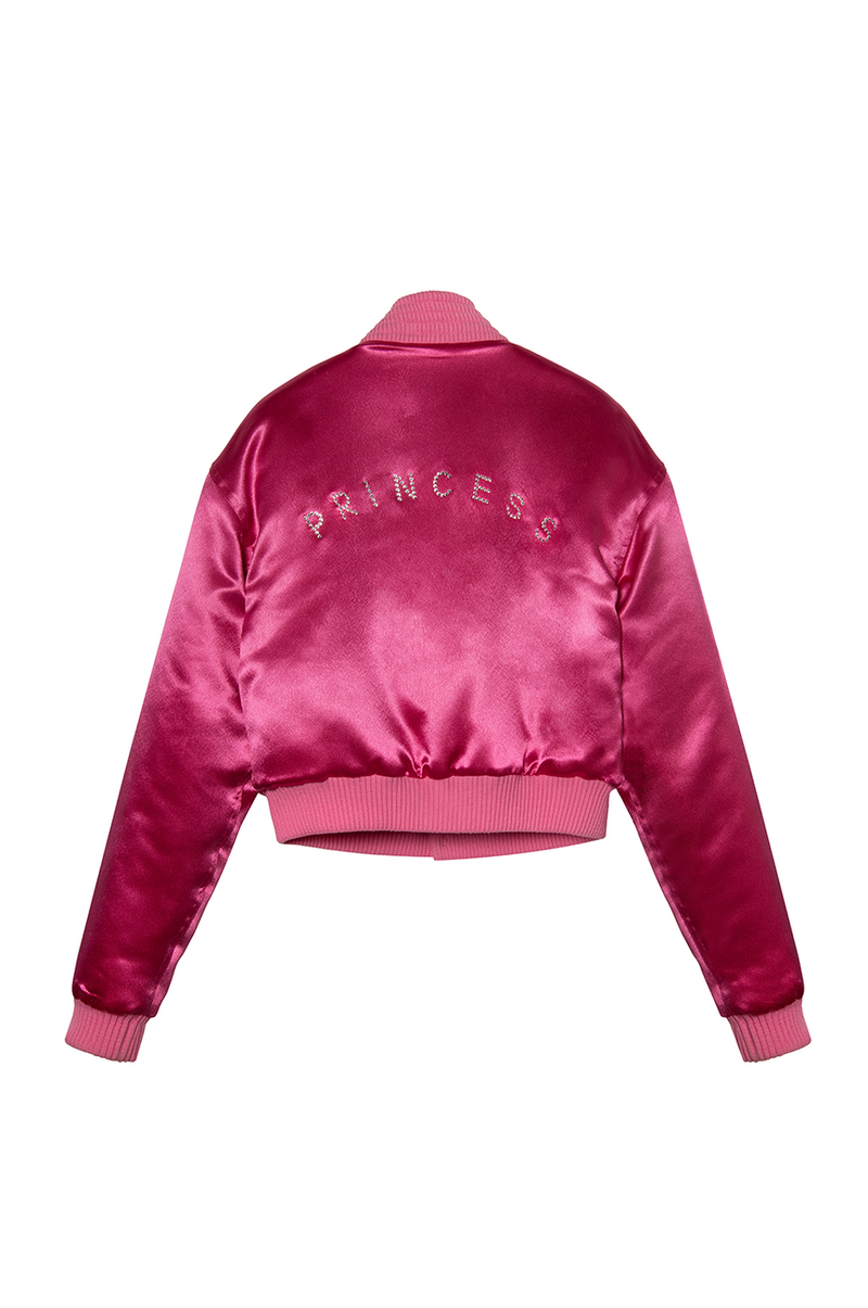 Pink sales satin bomber