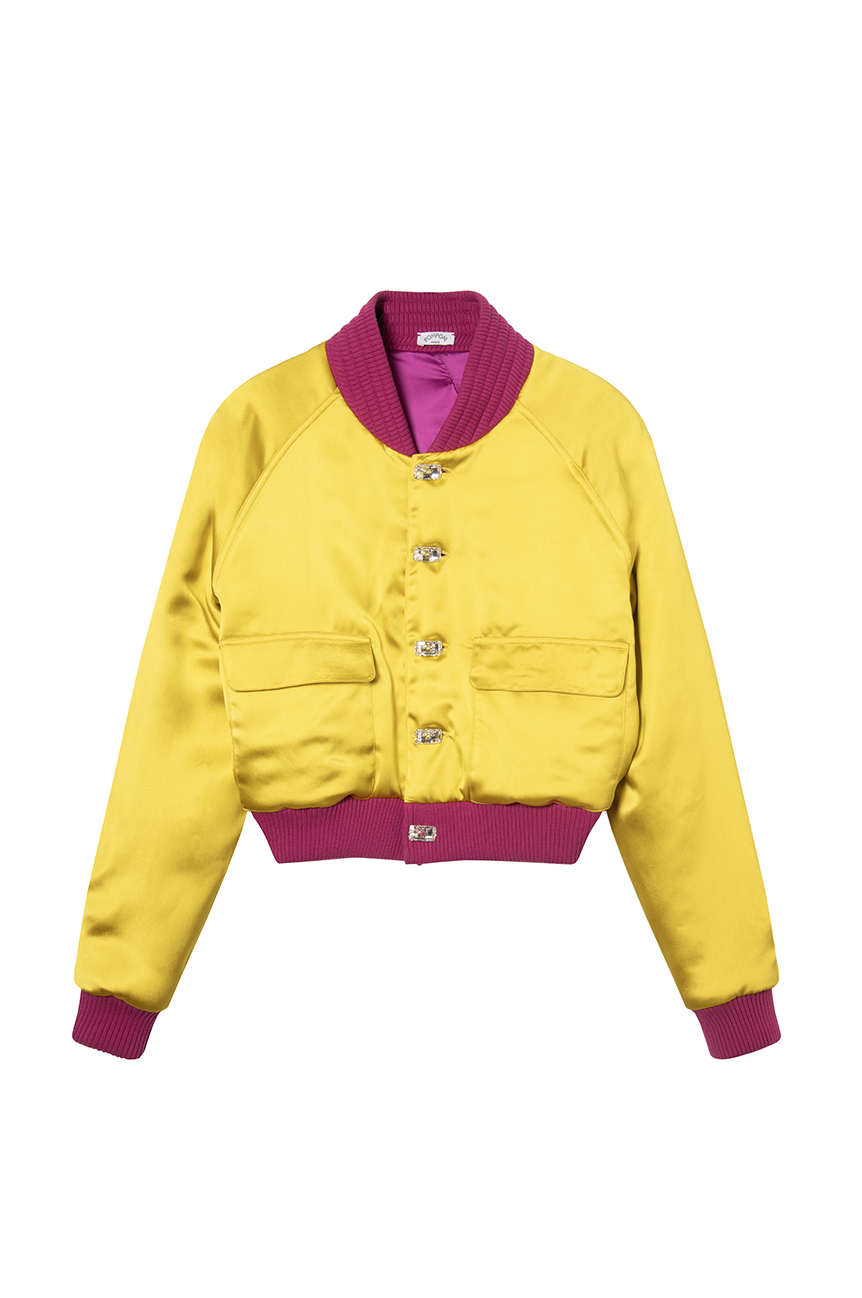 Bombers "WABI-SABI" en satin jaune - POMPOM PARIS