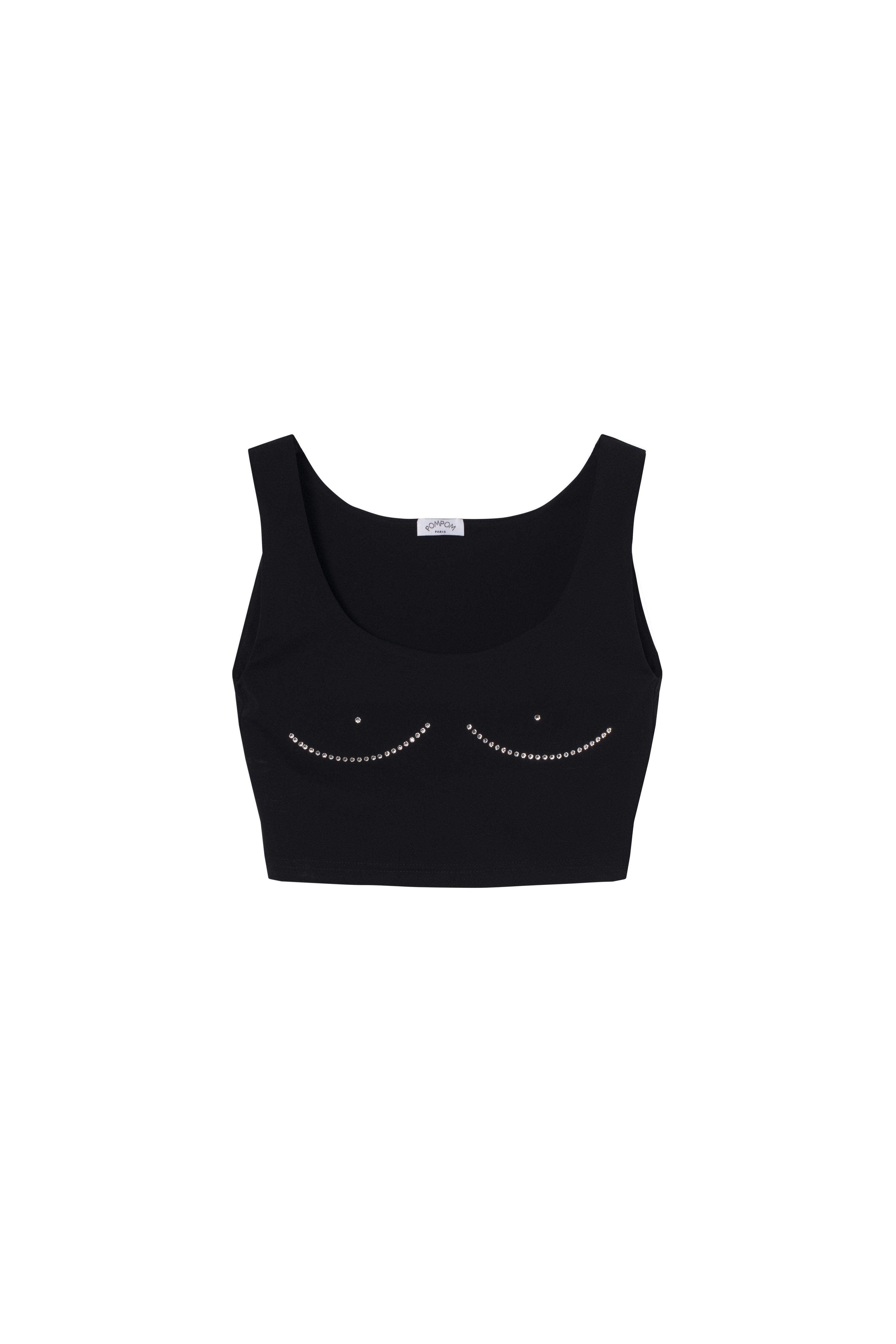 My eyes are up here cropped tank - POMPOM PARIS