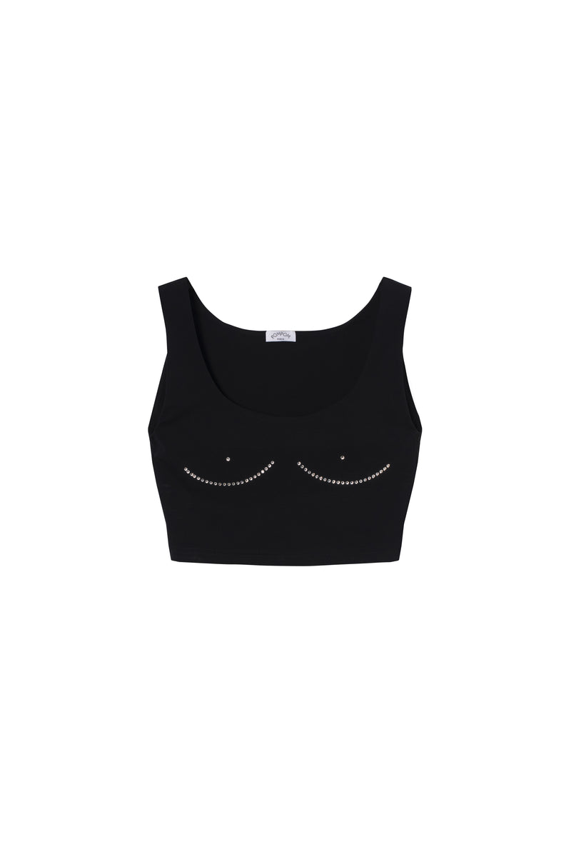 My eyes are up here cropped tank - POMPOM PARIS