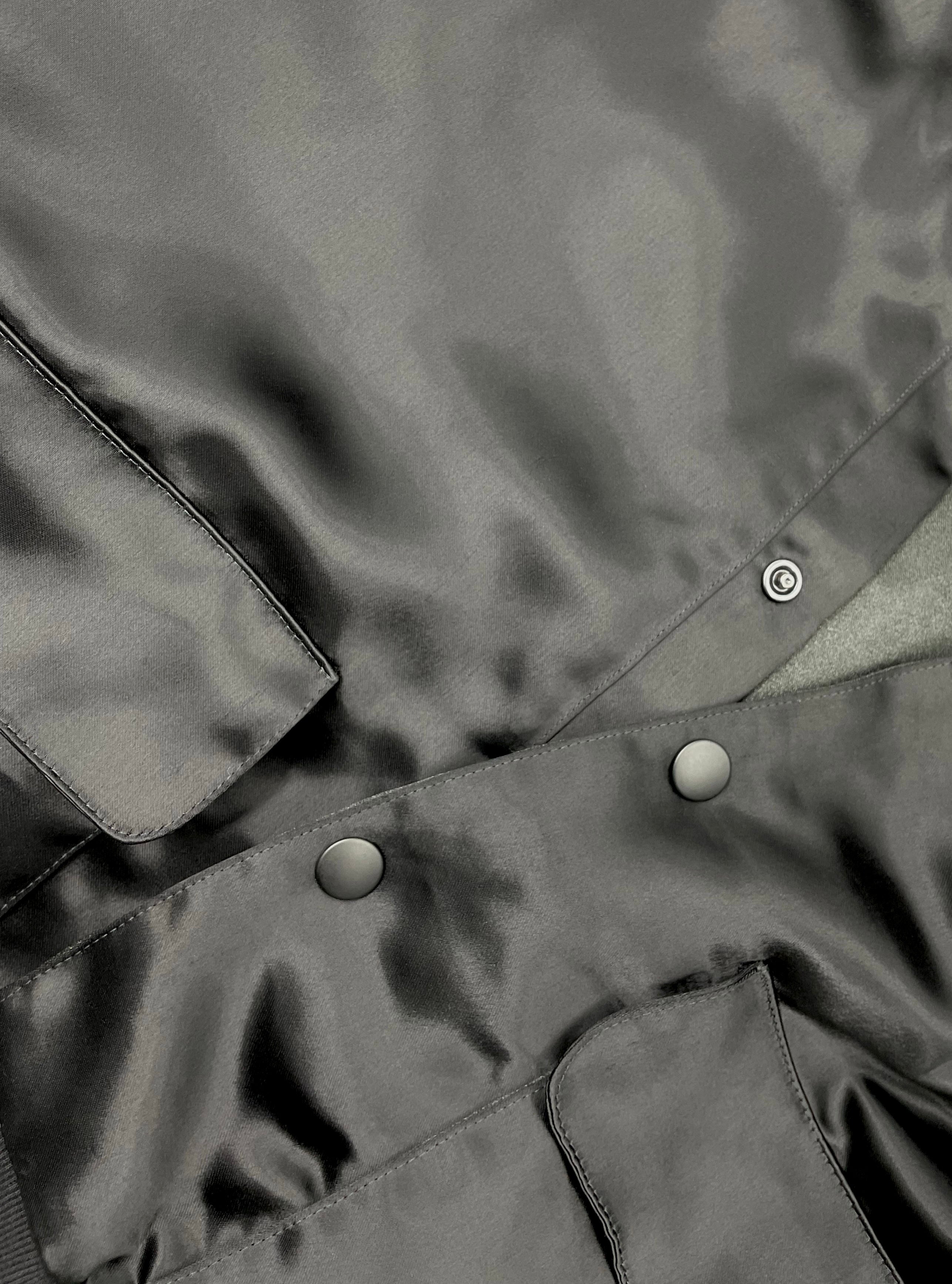 Bomber "Café de Flore" en satin noir - POMPOM PARIS