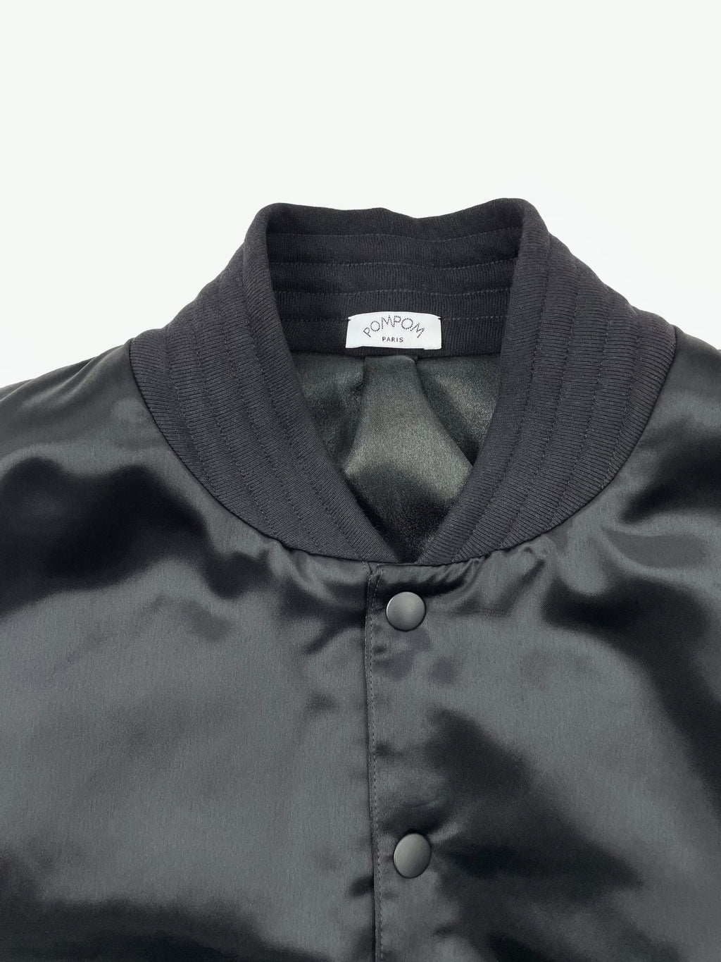 Bomber "Café de Flore" en satin noir - POMPOM PARIS
