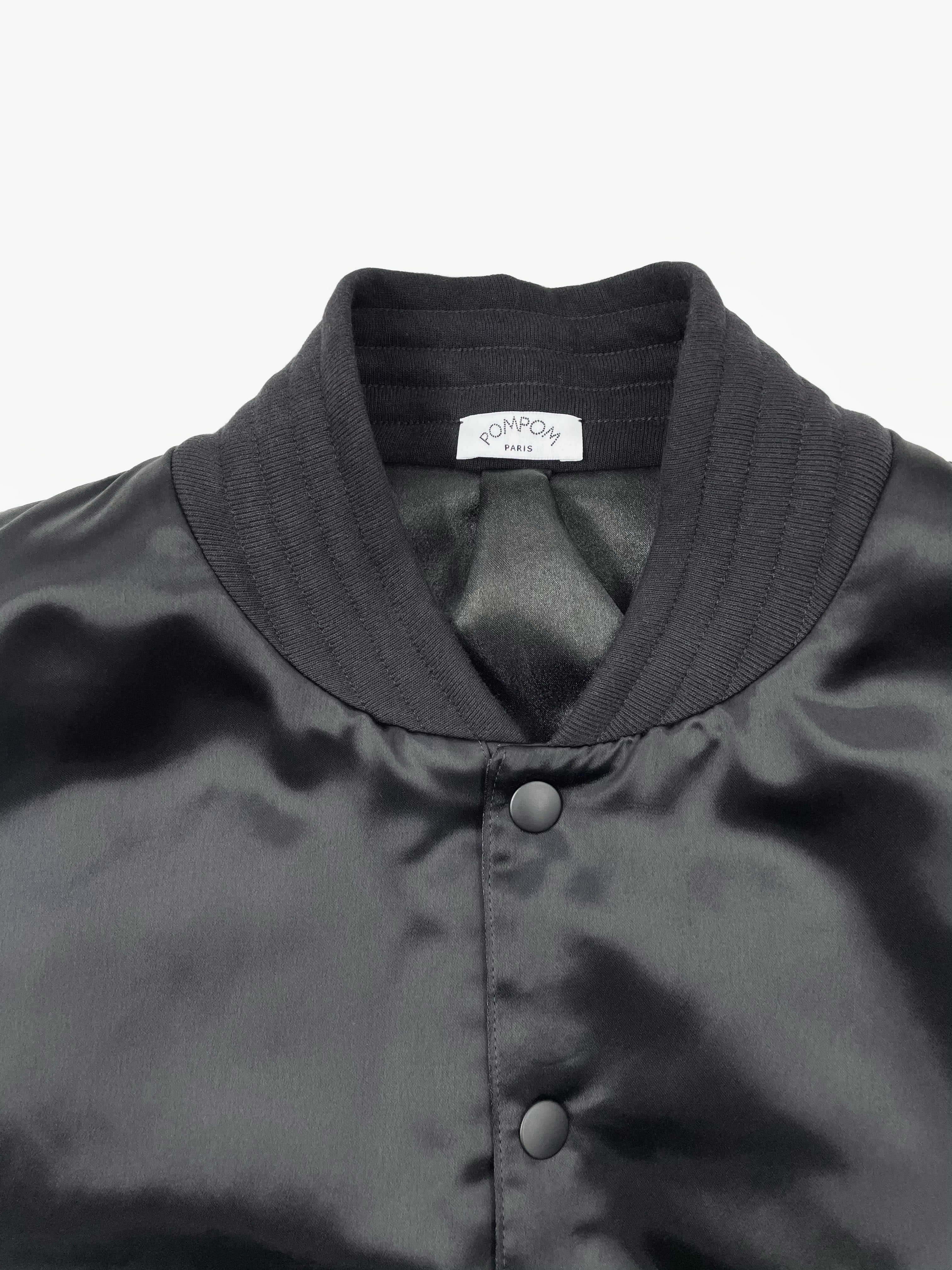 Bomber "Café de Flore" en satin noir - POMPOM PARIS
