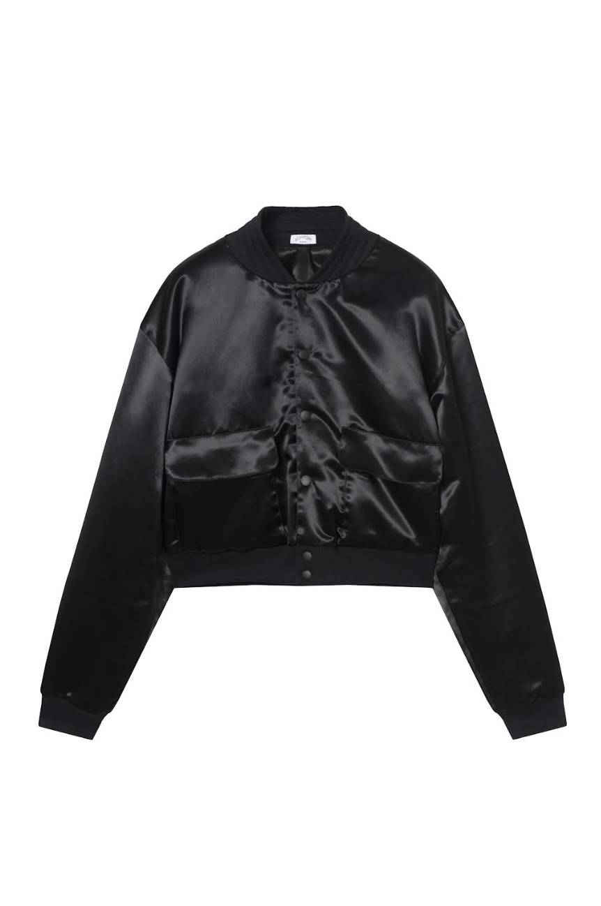 Café de Flore Black Satin Bomber - POMPOM PARIS