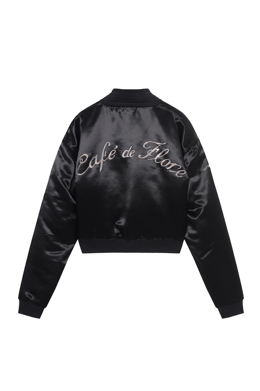 Café de Flore Black Satin Bomber - POMPOM PARIS